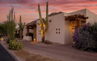 stucco concrete house cactus and plants